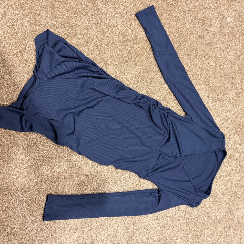 SHEIN Navy Ribbed Long Sleeve mini Dress